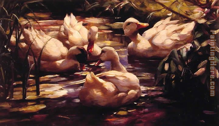 Ducks in a Forest Pond painting - Alexander Koester Ducks in a Forest Pond art painting